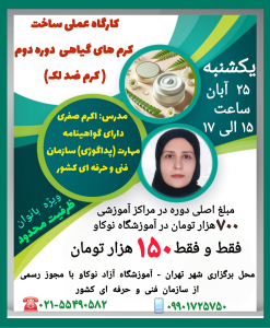 برگزاری کارگاه آموزشی ساخت کرم گیاهی ضدلک توسط خانم صفری